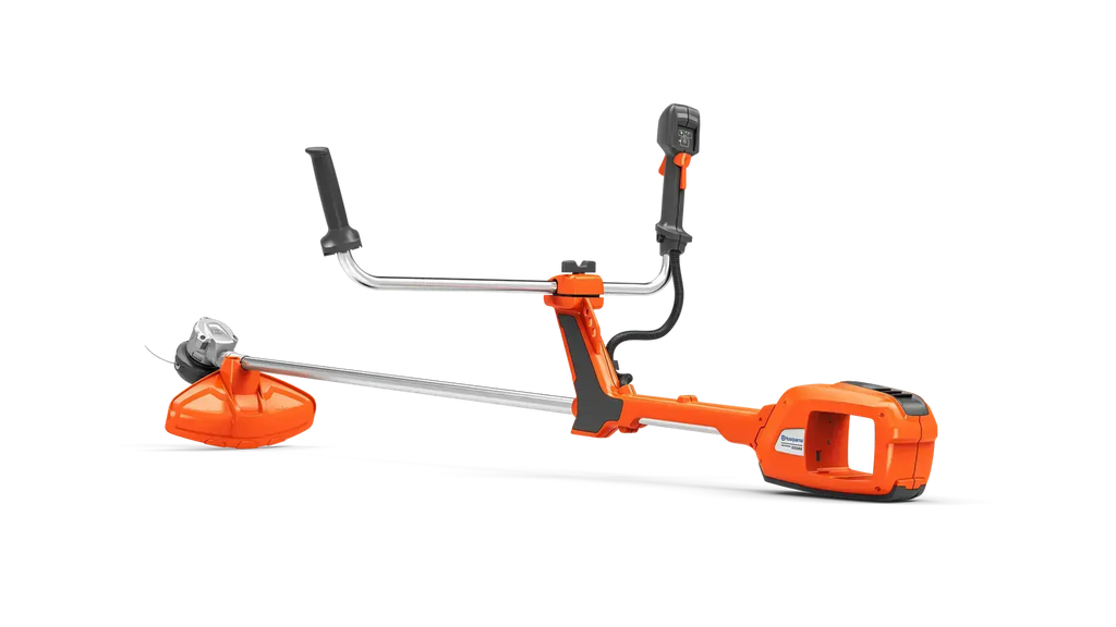 Débroussailleuse HUSQVARNA 520 IRX sur batterie 36V, 3,8 kg, diamètre 400 mm, tête nylon + couteau 3 dents, guidon déporté, autonomie jusqu’à 2h30