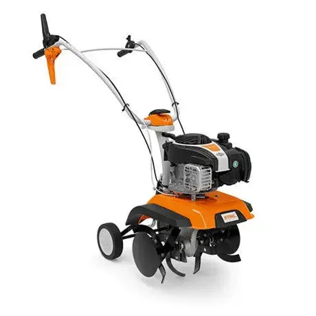 Motobineuse STIHL MH 445 R : moteur 450 E OHV Briggs & Stratton, largeur 45 cm, 4 fraises, 1 vitesse avant/arrière, transmission robuste. Idéale pour jardin et potager.