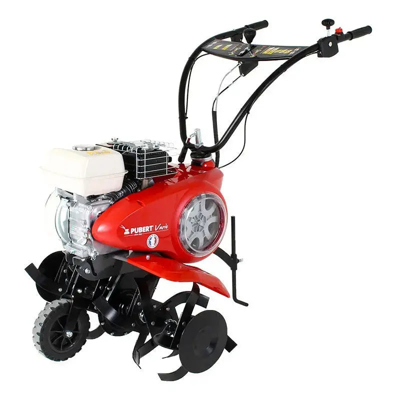 Motoculteur PUBERT VARIO 40 H C3 : moteur Honda 163 cm³, largeur 85 cm, profondeur 32 cm, 6 fraises avec disques protège-plants. Puissant et maniable pour jusqu’à 2500 m².