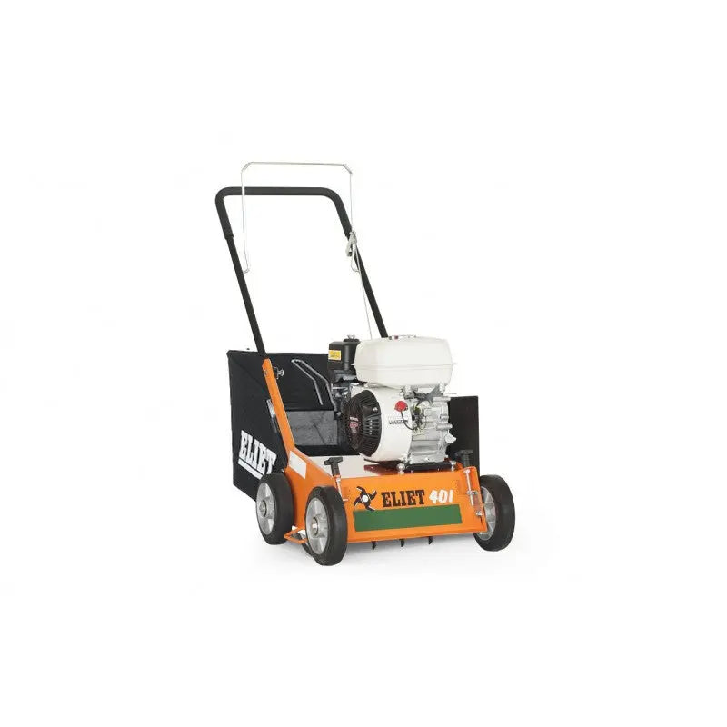 Scarificateur ELIET E401 ECOLINER thermique 4 CV, moteur Briggs & Stratton, 14 lames robustes. Largeur 40 cm, châssis acier, sans bac. Idéal pour gazon, pelouse et entretien du jardin.
