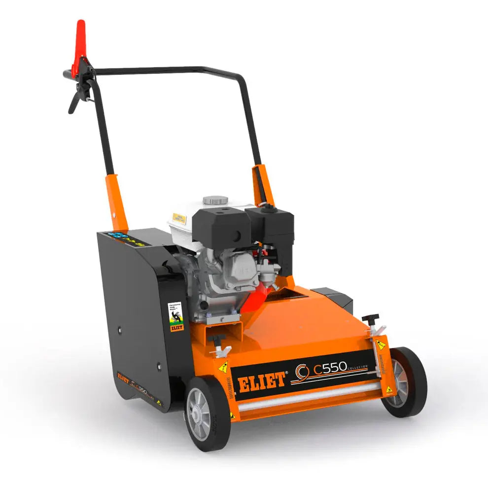 Scarificateur thermique ELIET E550 ZR – Moteur Honda GX200, 66 lames, largeur 55 cm. Idéal pour grandes surfaces, tonte, jardinage et aération de pelouse.
