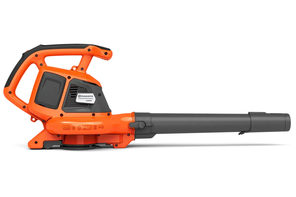 Souffleur aspirateur HUSQVARNA 120 IBV : léger, puissant et 2-en-1 pour l’entretien des extérieurs.