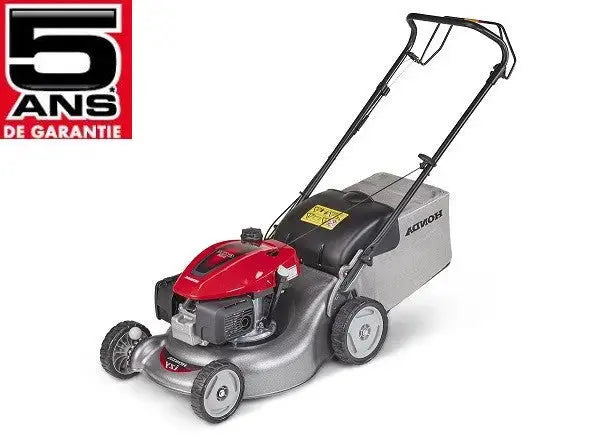 Tondeuse HONDA HRG 466 SKEH thermique, tractée, 46 cm, moteur Honda GCVx, bac 55L, commandes ergonomiques. Idéale pour pelouses jusqu’à 1000 m². Kit mulching en option.
