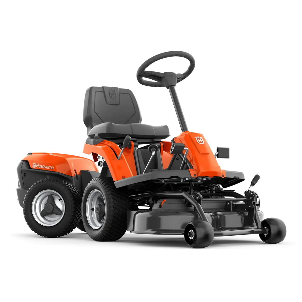 Tondeuse autoportée HUSQVARNA RC 112 C5, moteur 4 temps 11,4 cv, largeur 85 cm, mulching, transmission mécanique, maniable, parfaite pour jardins.