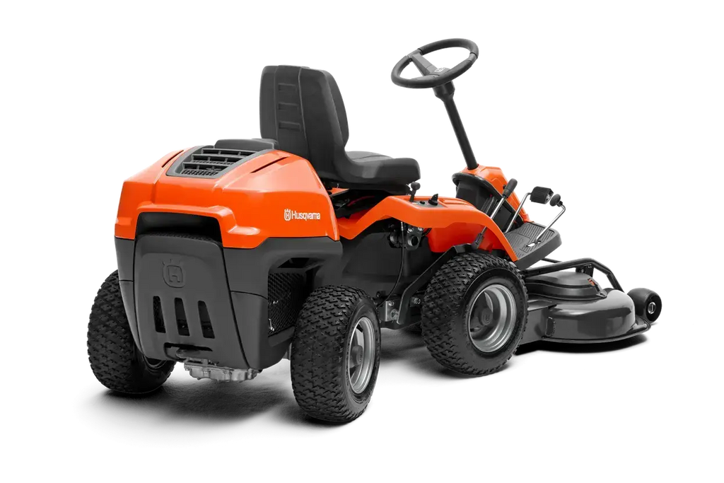 Tondeuse autoportée HUSQVARNA R 115 C, moteur 500 cm³, coupe 95 cm, transmission hydrostatique, mulching ou éjection, rider compact et puissant pour jardins complexes.