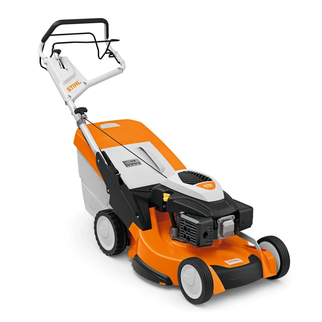 Tondeuse thermique STIHL RM 655 VS, moteur Briggs & Stratton 161 cm³, 53 cm coupe, bac 70 L, mulching intégré, variateur 2,4-4,6 km/h
