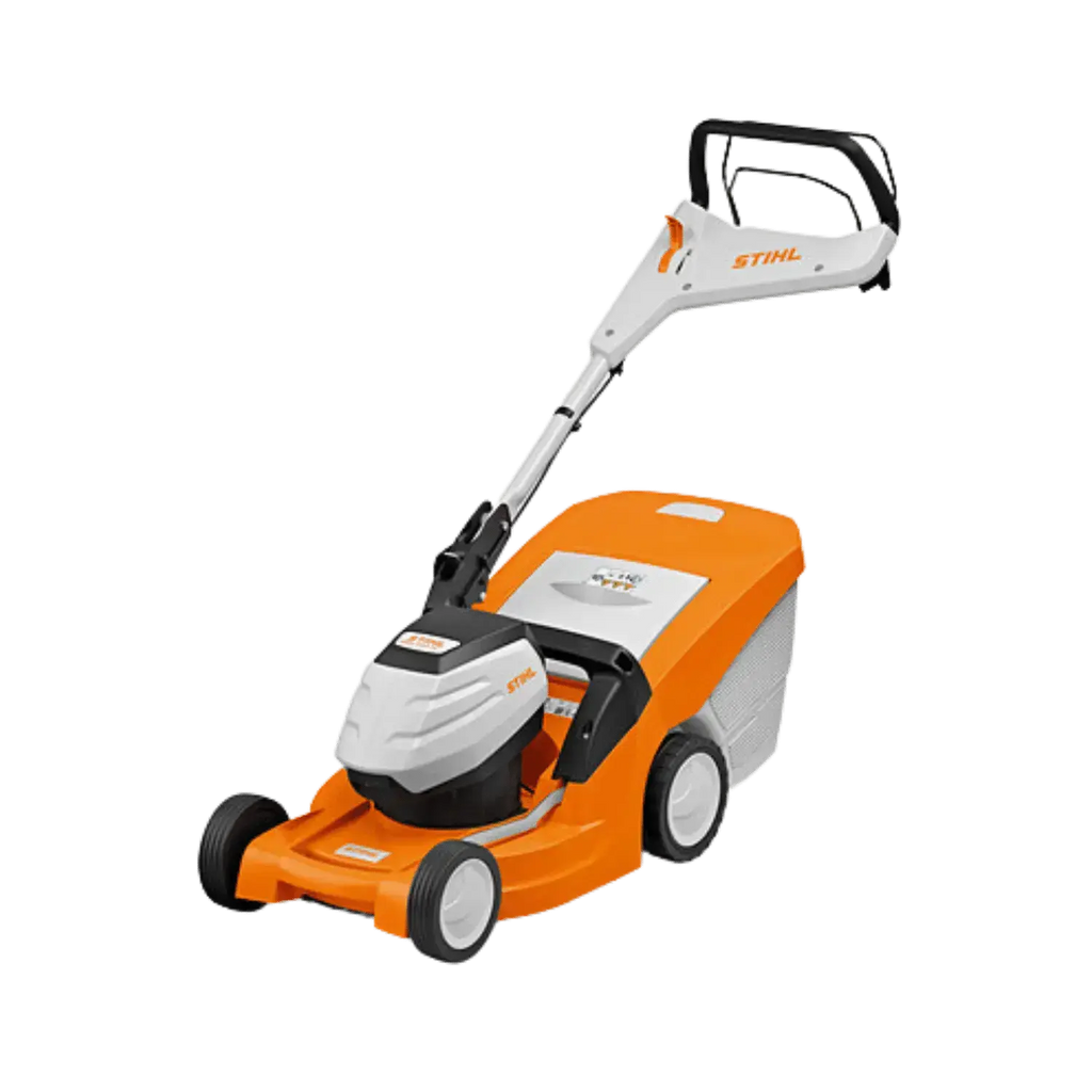 Tondeuse STIHL RMA 443 C (NUE), tondeuse électrique légère et maniable, réglage hauteur centralisé, bac 55 L, fonction Mulching optionnelle, compatible batteries gamme AP