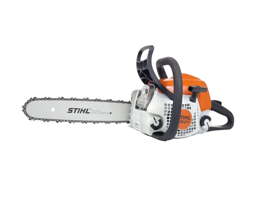 Tronçonneuse STIHL MS 211 : thermique 2 temps 1,7 kW, coupe 40 cm, poids 4,3 kg. Idéale pour maison et jardin. Livrée avec 2 chaînes STIHL.