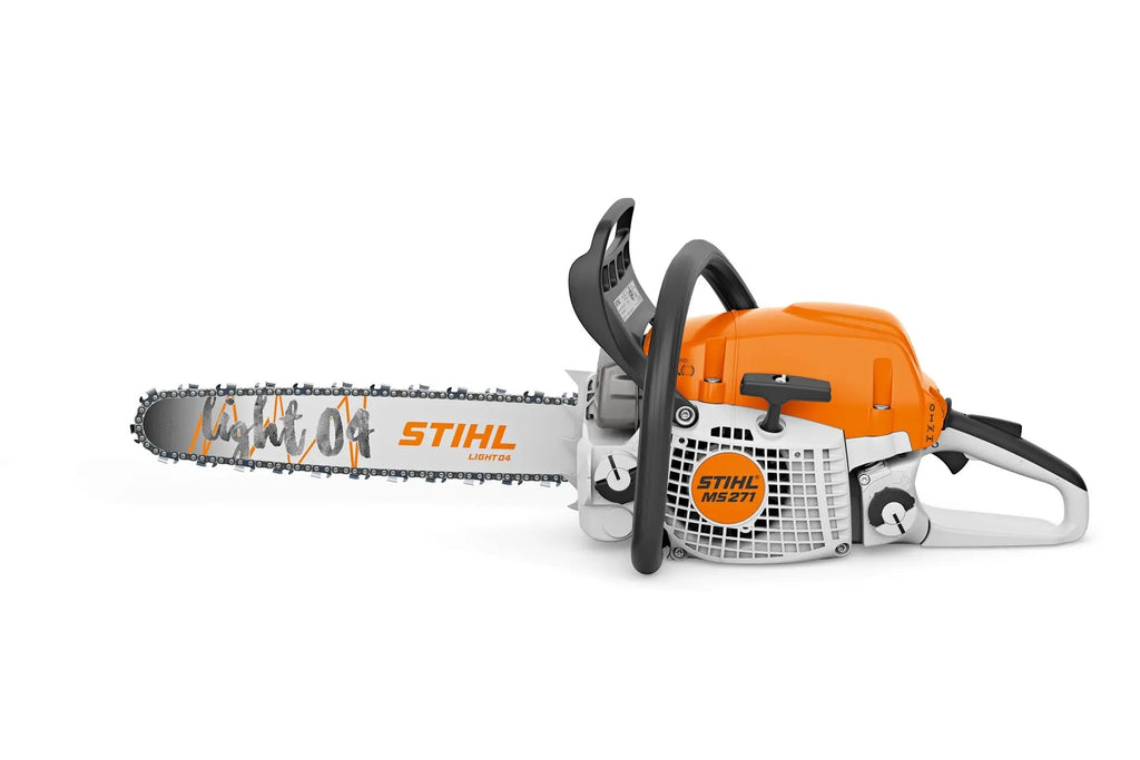 Tronçonneuse STIHL MS 271 : thermique 2,6 kW, coupe 45 cm, poids 5,6 kg. Idéale pour professionnels. Livrée avec guide et 2 chaînes STIHL.