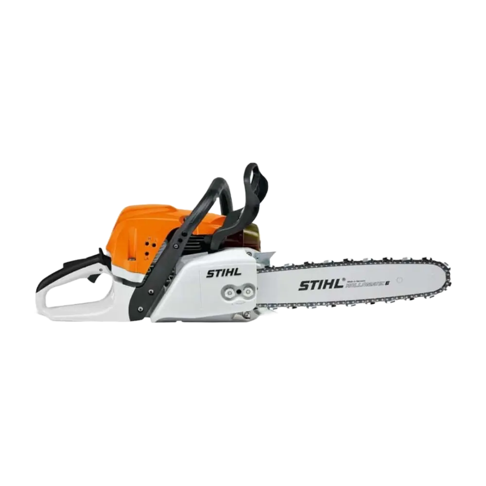 Tronçonneuse STIHL MS 311 : thermique 3,1 kW, coupe 45 ou 50 cm. Idéale pour professionnels. Livrée avec guide, protège-guide et 2 chaînes d’origine STIHL.