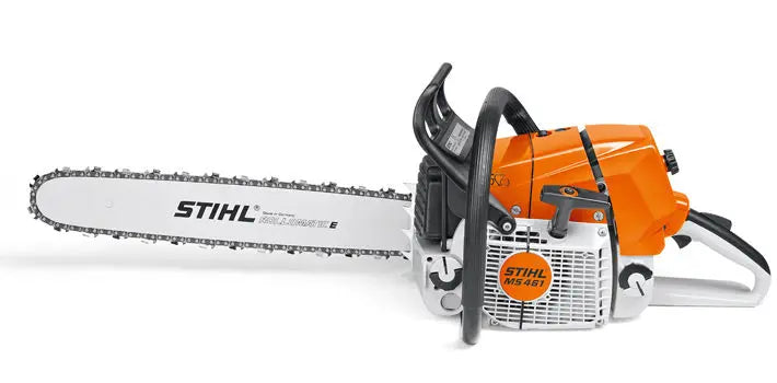 Tronçonneuse thermique STIHL MS 461 – 4,4 kW, 6,6 kg, guide 50 cm, chaîne 3/8″. Robuste et puissante pour les professionnels forestiers. Idéale pour l’abattage intensif en forêt.