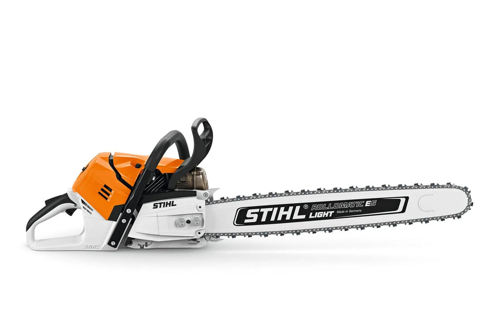 Tronçonneuse STIHL MS 500i thermique avec moteur à injection – 5,0 kW, guide 55 cm, poids 6,2 kg. Puissante et ultra-performante pour les pros forestiers.