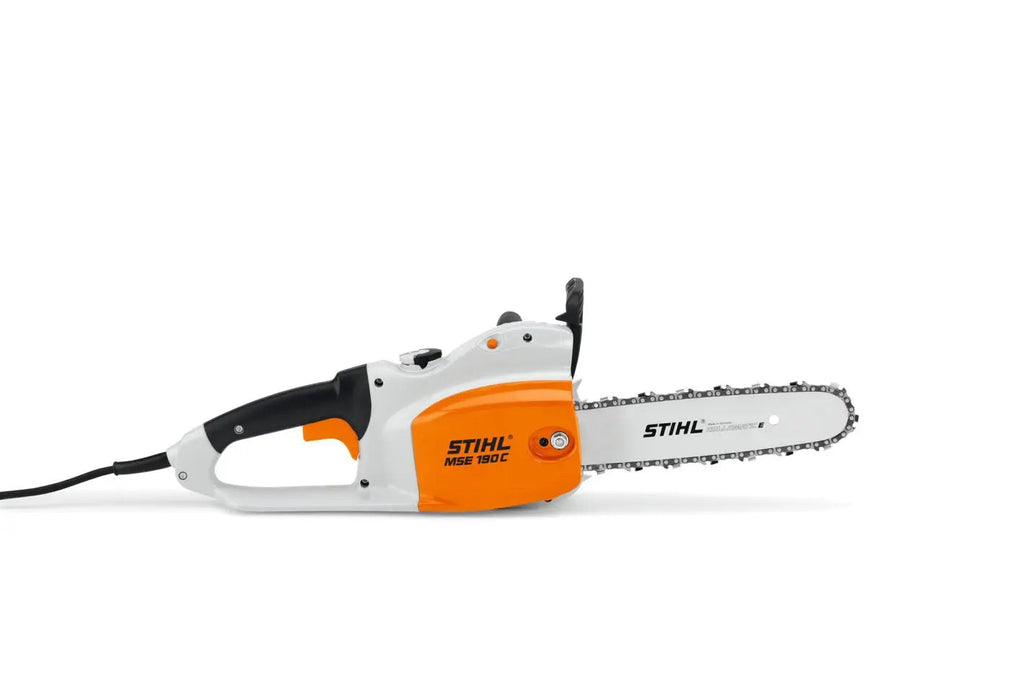 Tronçonneuse STIHL MSE 190 C-Q : tronçonneuse électrique 1900 W, coupe 40 cm. Idéale pour particuliers et pros. Silencieuse, sécurisée, chaîne 3/8" P, 4,7 kg.