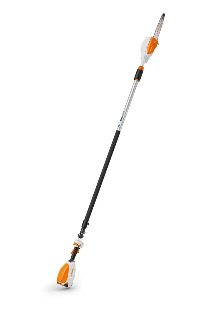 Tronçonneuse sur perche STIHL HTA 86 – Batterie 36 V, longueur 270 à 390 cm, coupe 30 cm. Élagage précis, sans fil, silencieux et sans effort. Idéale pour les pros et les jardiniers exigeants.
